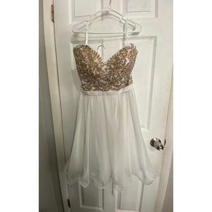 Damas Ivory and Gold Cocktail Dress